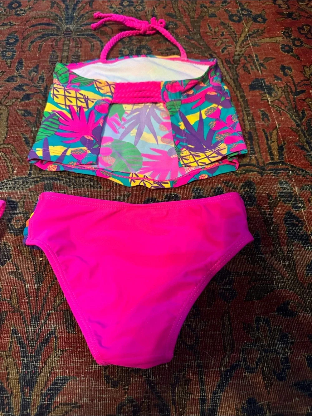 Kids Neon Pink & Orange Swim Set
